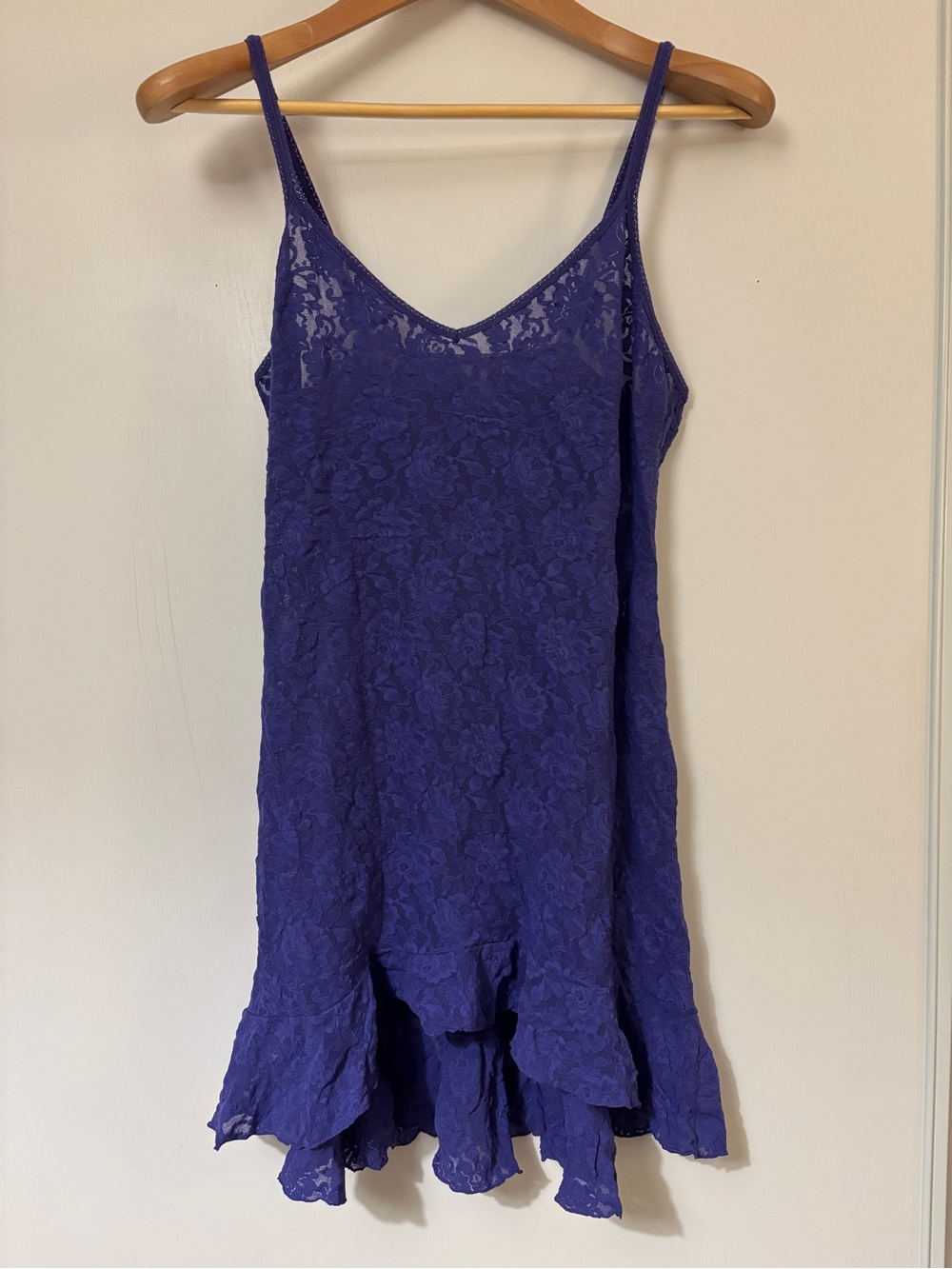 Hanky Panky Floral Purple Mini Slip Dress Size Large Lace Fairy Y2K Ruffle - Picture 2 of 11